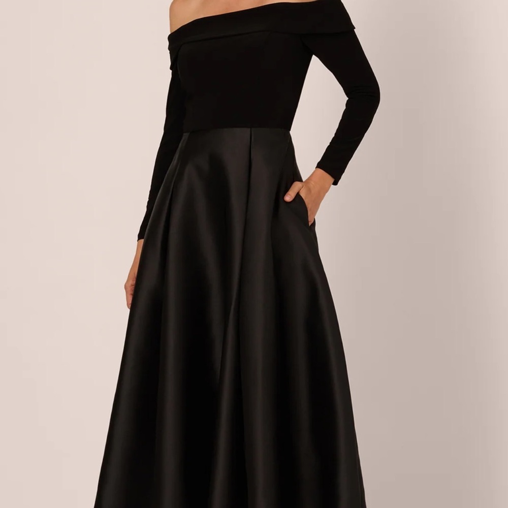 Adrianna Papell Black Off-Shoulder Dress